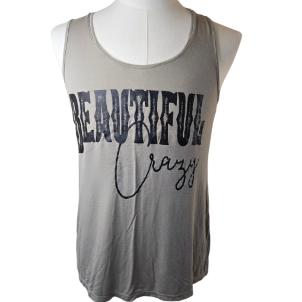 White House Black Market Graphic Tank Top Size Medium Gray
